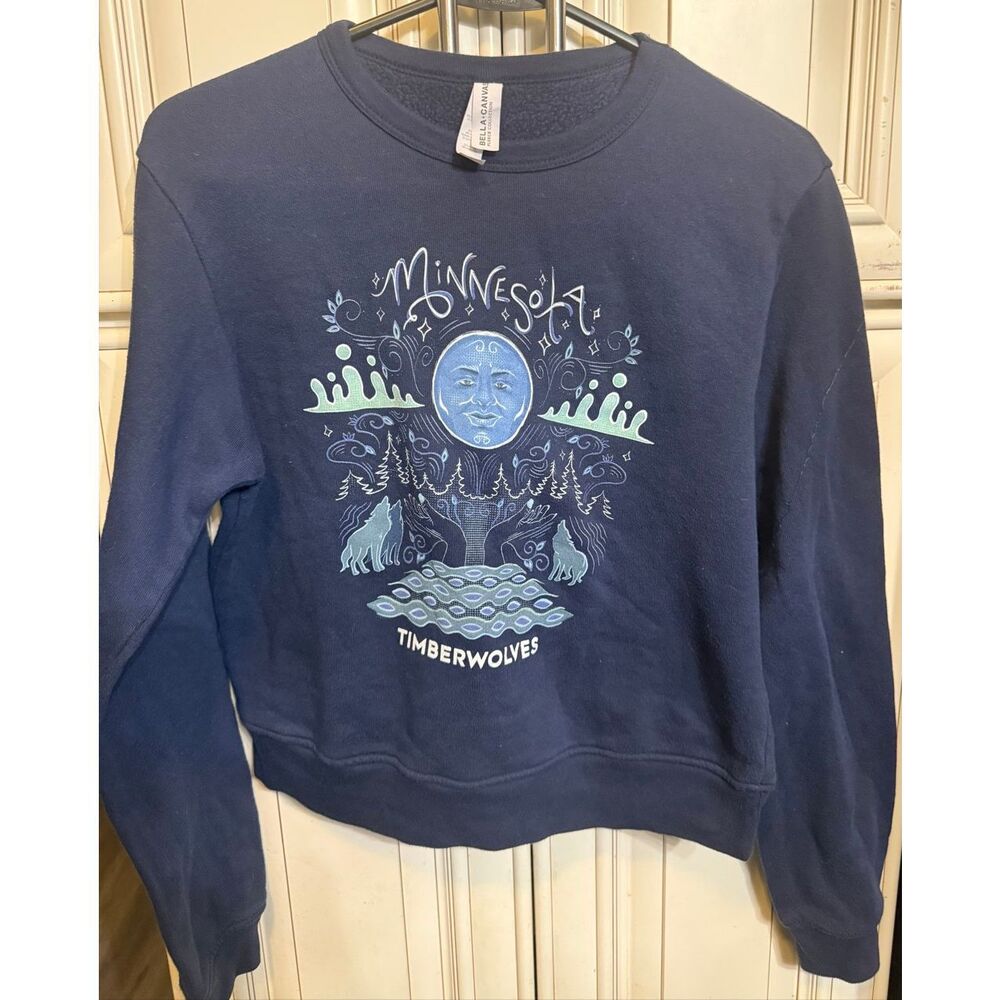 Bella + Canvas Youth Minnesota Timberwolves Graphic Moon Sweatshirt Blue Small